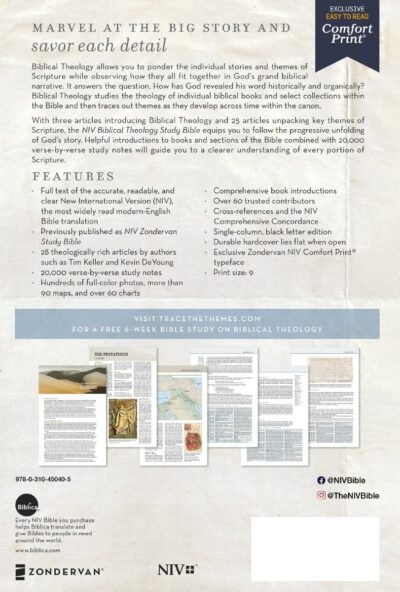 NIV, Biblical Theology Study Bible (Trace the Themes of Scripture), Hardcover, Comfort Print