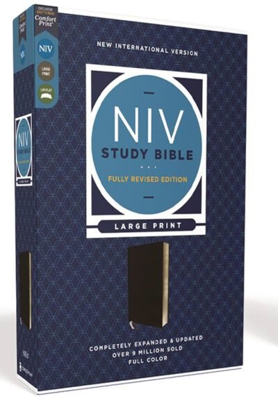 NIV Large-Print Study Bible, Fully Revised Edition, Comfort Print--bonded leather, black (red letter)